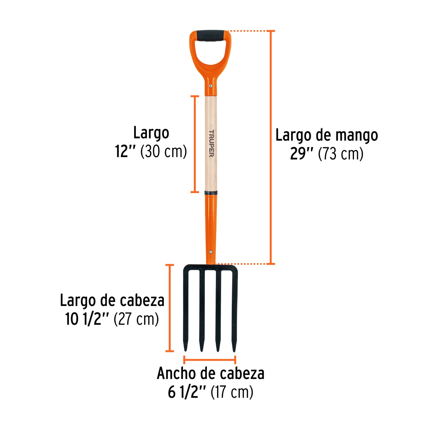 Horqueta Bieldo para jardín, 4 dientes, mgo 29", puño "Y"
