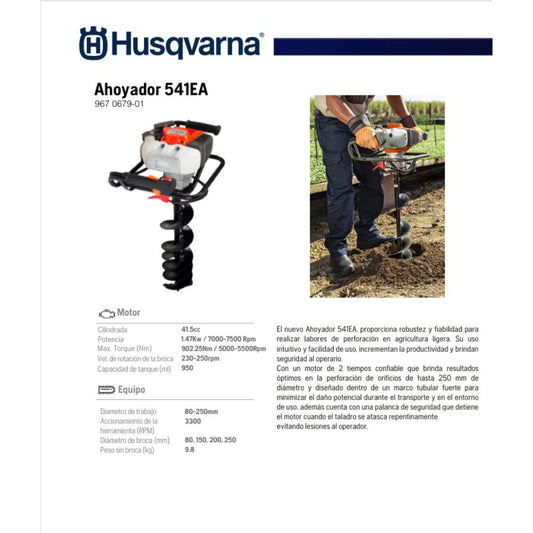 Ahoyador Husqvarna 541EA / Potencia: 1.47Kw