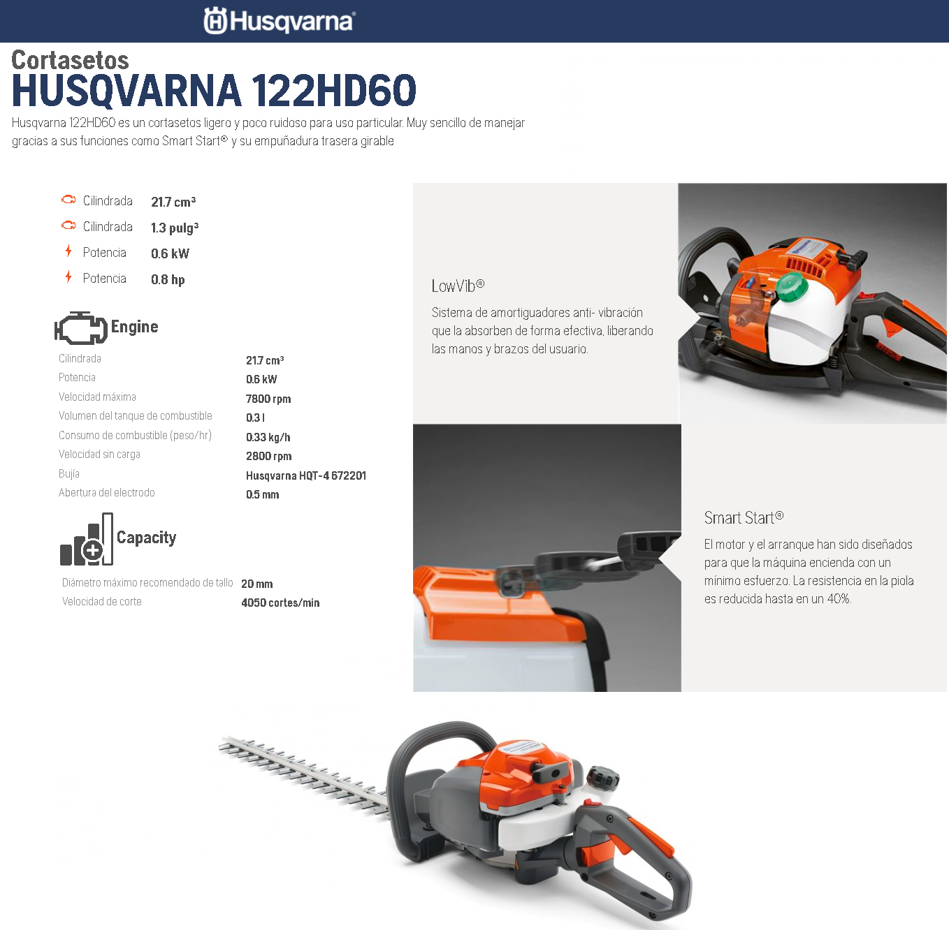 Cortacetos Husqvarna 122HD60 / 0,6 HP