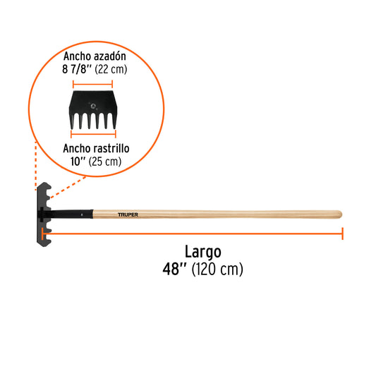 Rastrillo McLeod con mango de madera de 48", TRUPER