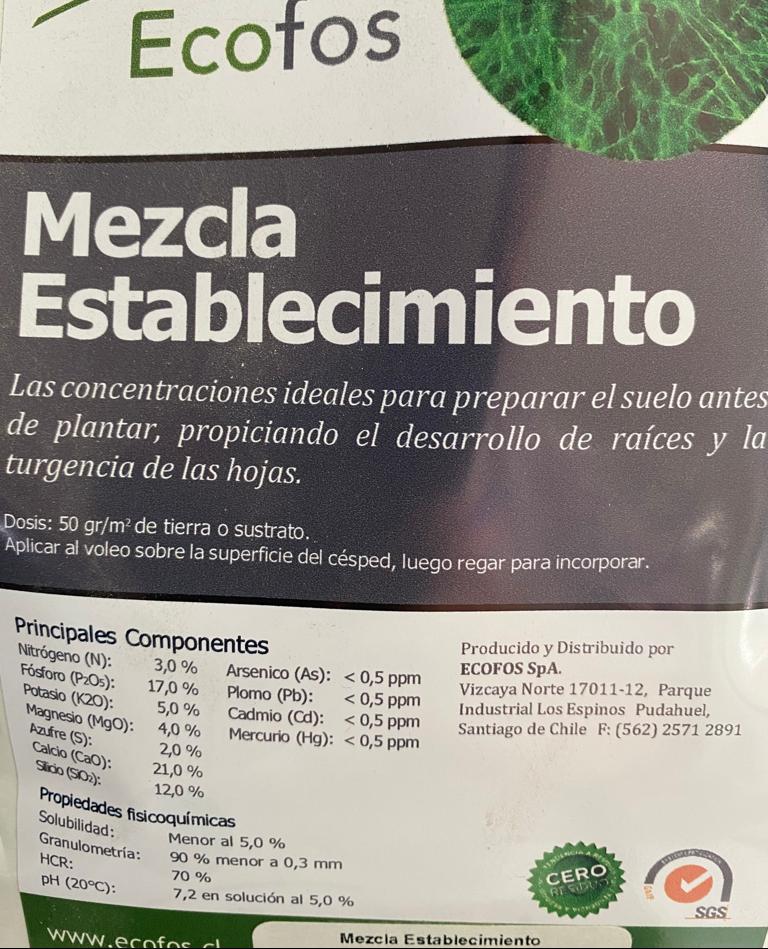 Fertilizante Organico Mezcla Establecimiento