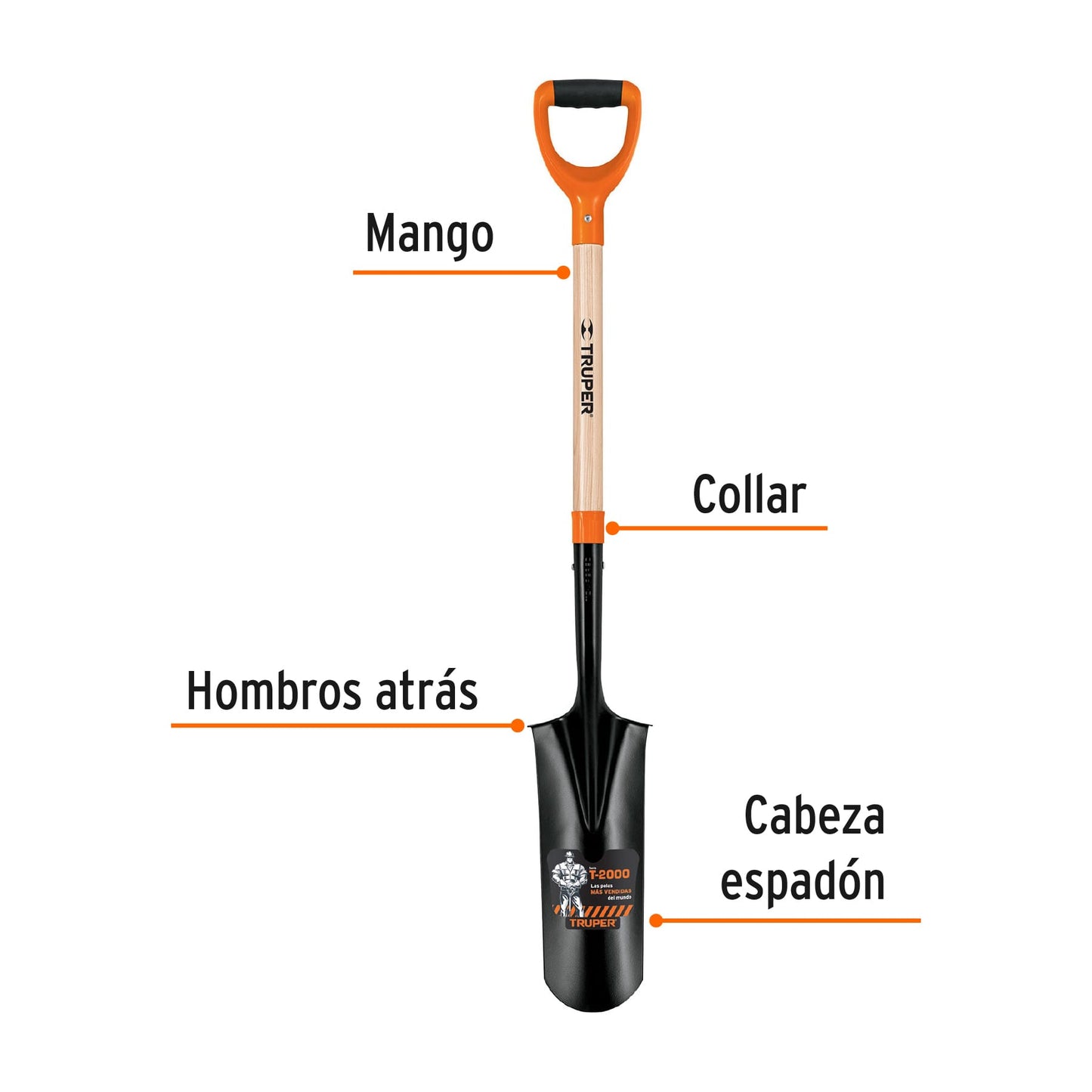 Pala espadón T-2000, puño "Y", Truper