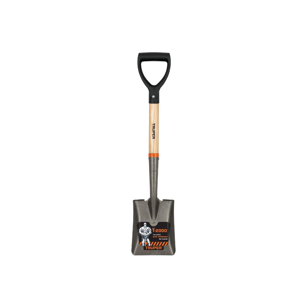 Pala cajuelera cuadrada, puño "D" mango de madera, Truper