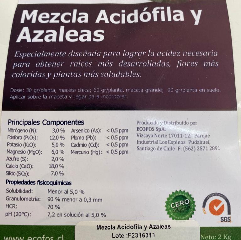 Fertilizante Organico Mezcla Acidófila y Azaleas