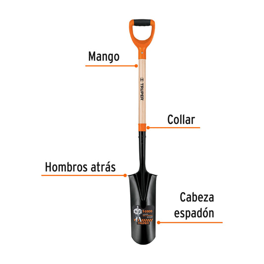 Pala espadón T-2000, puño "Y", Truper