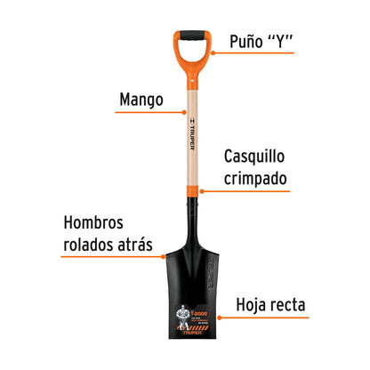 Pala Escarramán Mango Corto, puño "Y", Truper
