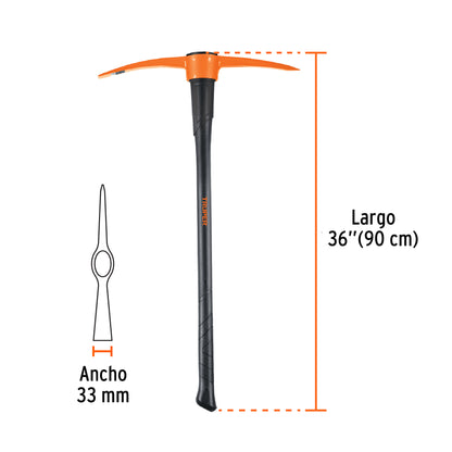 Zapapico, mango fibra de vidrio 36", Trupper