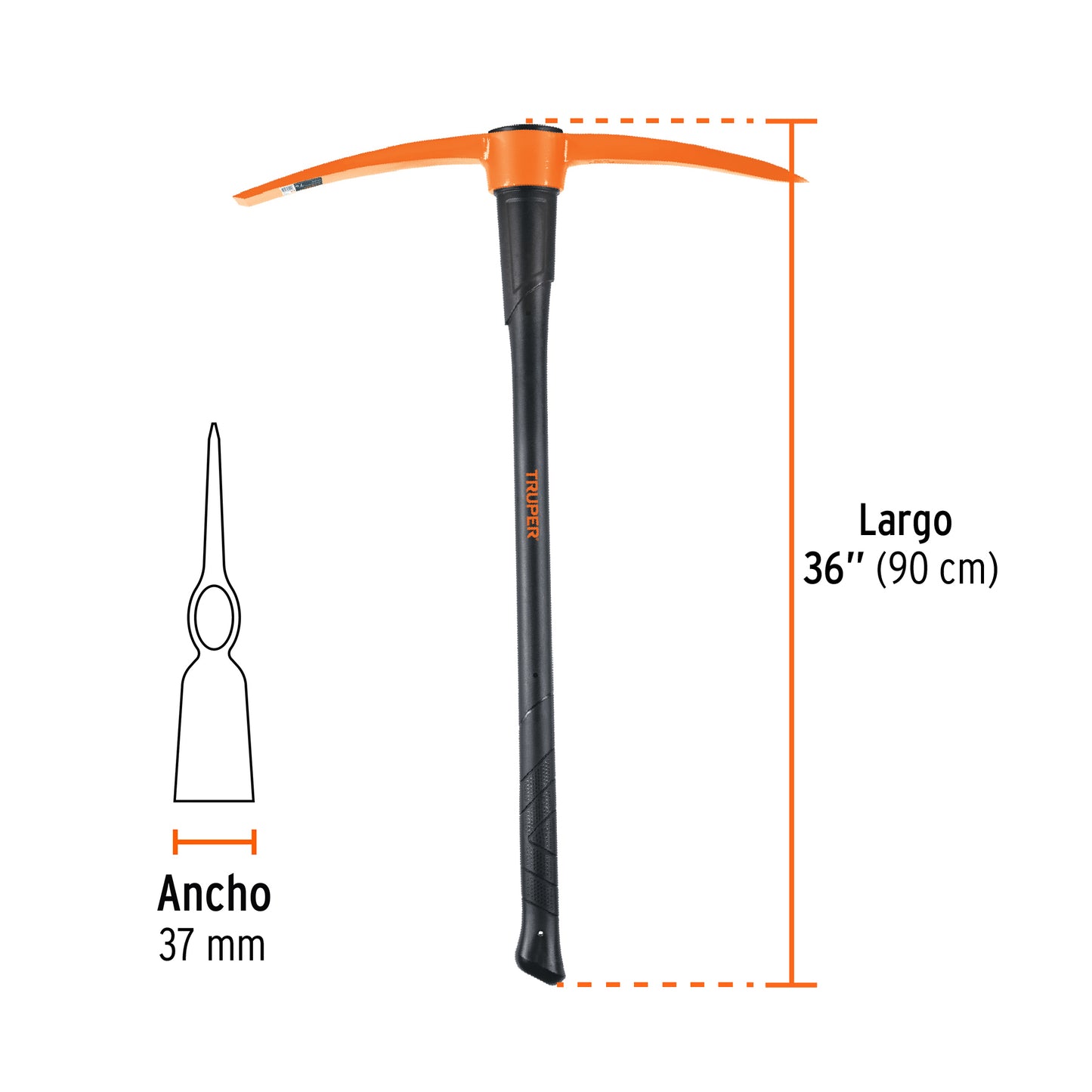 Zapapico, mango fibra de vidrio 36", Trupper